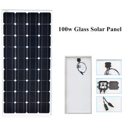 100w Monocrystalline cell solar panel module Tempered glass Aluminum frame for 12v battery RV/car/marine/boat light power charge